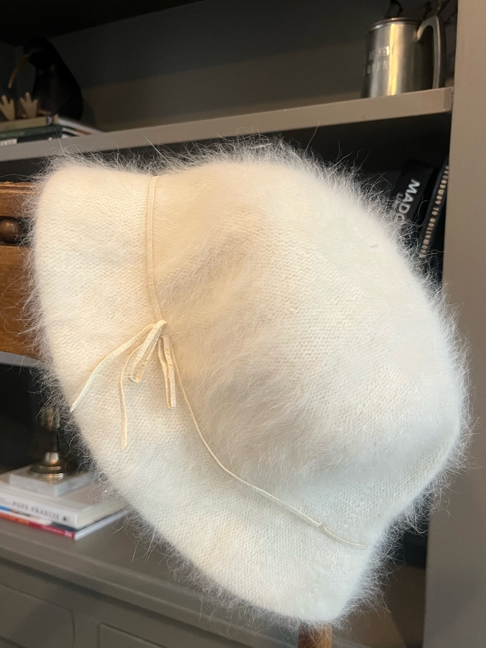 Women’s Cream Angora Hat- Brand Not Visible